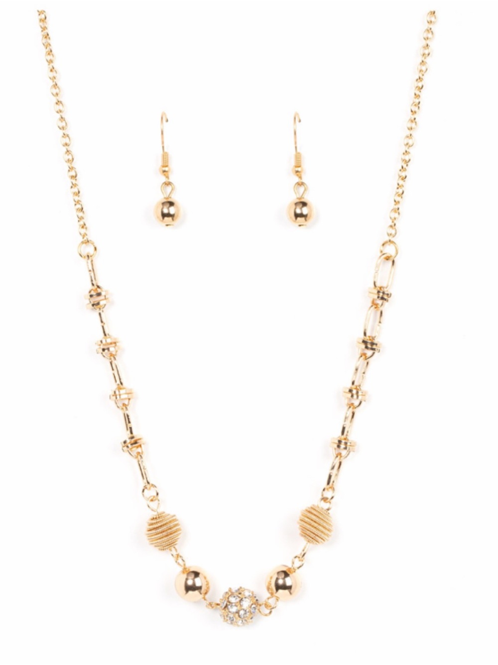 Gold-Tone Beaded Pendant Necklace and Earring Set